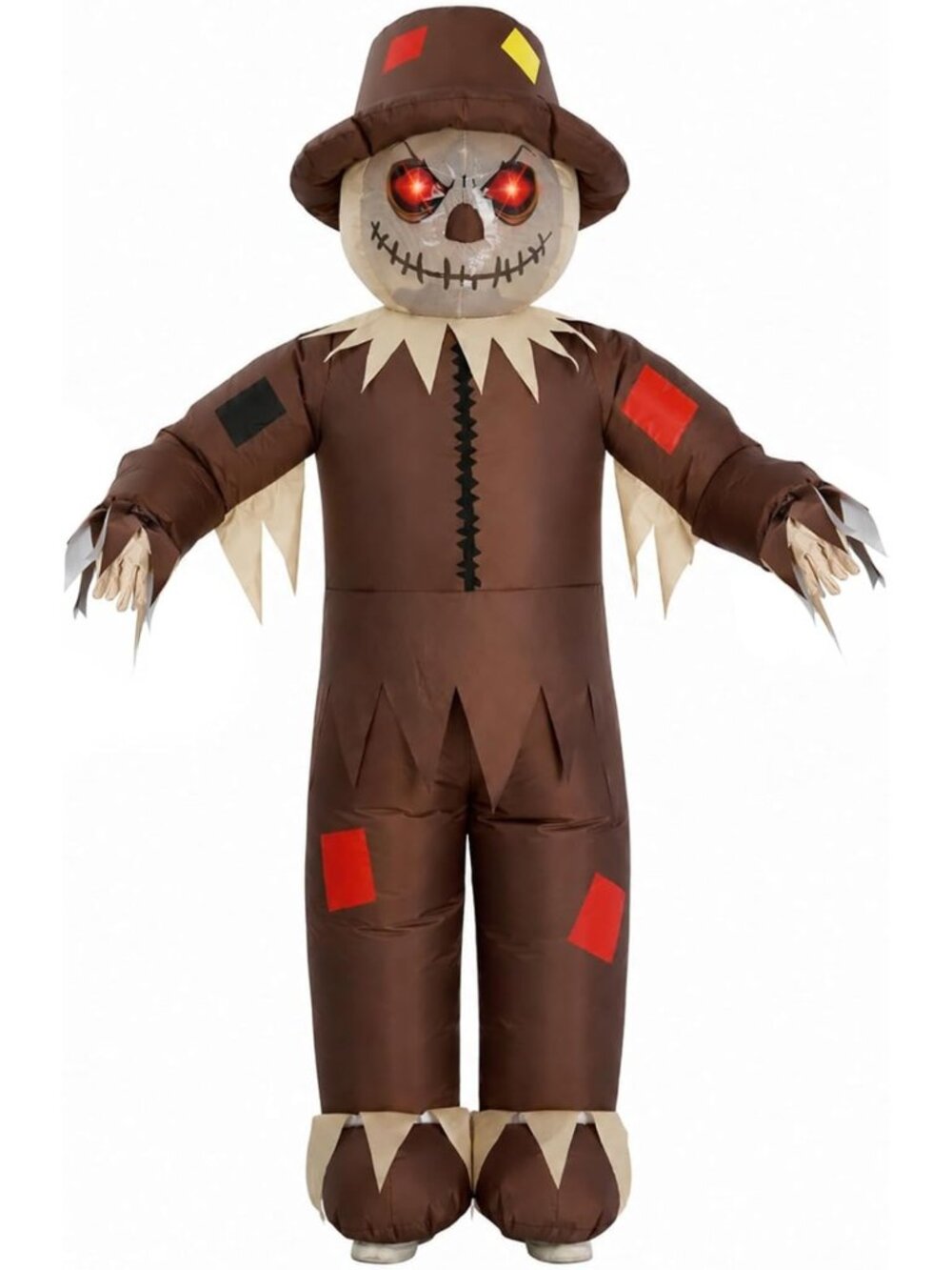 Inflatable Scarecrow Costume for Adults | Light-Up Eyes, Waterproof, USB Battery